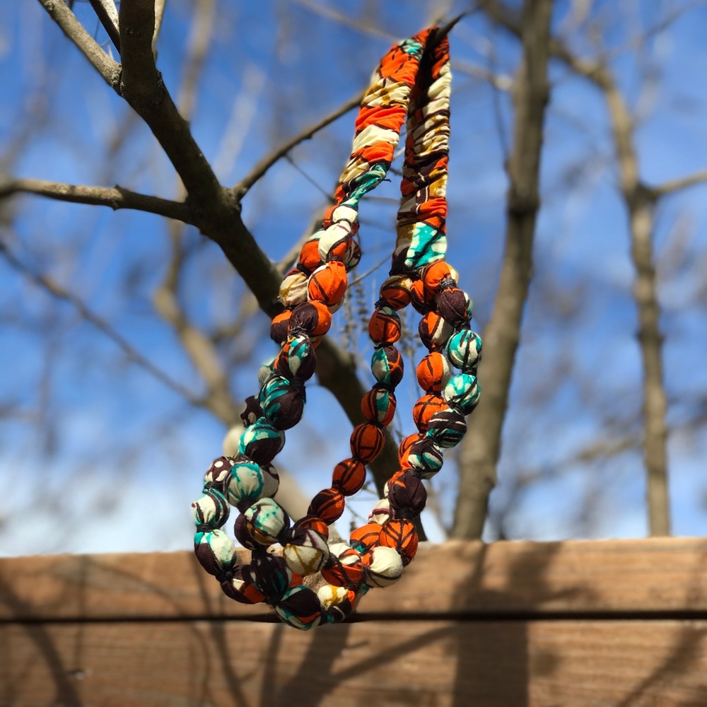 Beaded Headband In African Print.